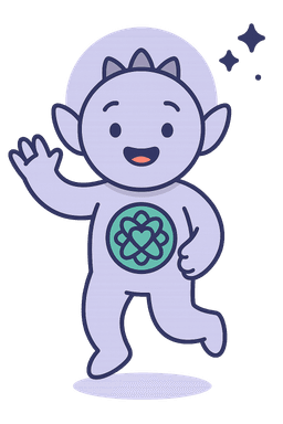 Mandala of Empathy mascot running with a small flag